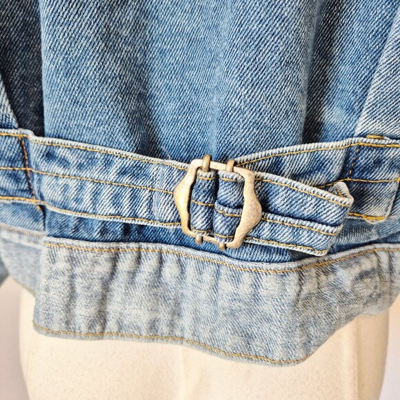 Free People Bedford Cropped Denim Jacket Distressed Medium Wash Cotton - Picture 10 of 16